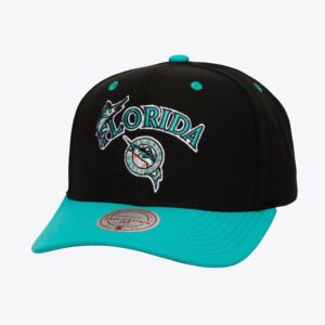 Mitchell & Ness Black Florida Marlins Cooperstown Collection All In 2.0 Pro Crown Snapback Hat Black 917354