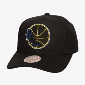 Mitchell & Ness Black Golden State Warriors Hardwood Classics Neon Logo Pro Crown Snapback Hat Black 884291