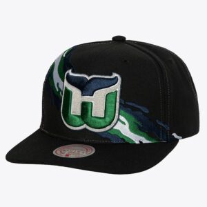 Mitchell & Ness Black Hartford Whalers Vintage Paintbrush Snapback Hat Cream 1132416