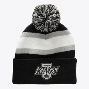 Mitchell & Ness Black Los Angeles Kings Stripe Cuffed Knit Hat with Pom Black 1170253