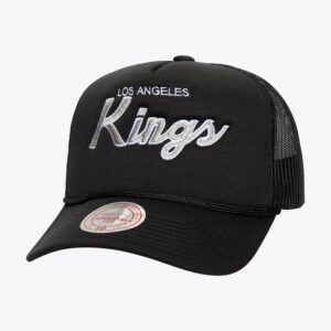 Baseball Cap Mitchell & Ness Black Los Angeles Kings Vintage Script Trucker Adjustable Hat Black 1170241