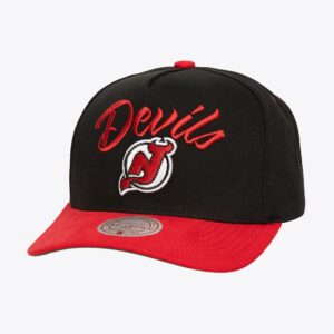 Baseball Cap Mitchell & Ness Black New Jersey Devils Script Arch Pro Pro Crown Snapback Hat Black 1170327