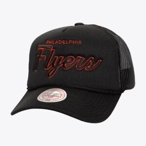 Mitchell & Ness Black Philadelphia Flyers Script Trucker Adjustable Hat Black 1193202