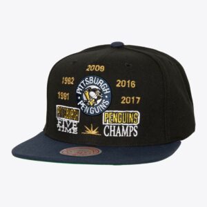 Baseball Cap Mitchell & Ness Black Pittsburgh Penguins Champ Is Here Vintage Snapback Hat Cream 1199992