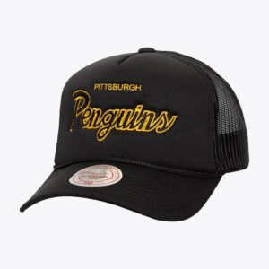 Mitchell & Ness Black Pittsburgh Penguins Script Trucker Adjustable Hat Black 1200002