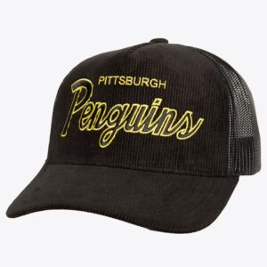 Baseball Cap Mitchell & Ness Black Pittsburgh Penguins Times Up Trucker Adjustable Hat Black 1193121