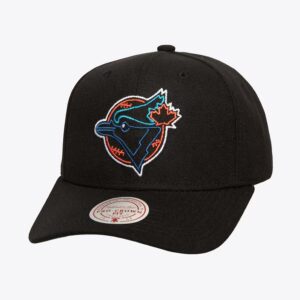 Baseball Cap Mitchell & Ness Black Toronto Blue Jays Cooperstown Collection Neon Logo Pro Crown Snapback Hat Black 775848