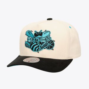 Mitchell & Ness Cream Charlotte Hornets Hardwood Classics Overspray Pro Crown Snapback Hat Cream 884436