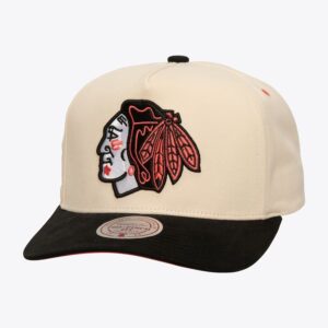 Mitchell & Ness Cream Chicago Blackhawks Overspray Pro Crown Snapback Hat Cream 1089818