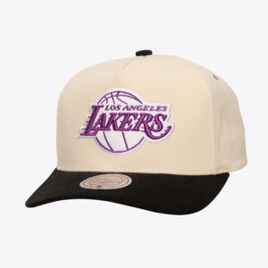 Mitchell & Ness Cream Los Angeles Lakers Overspray Pro Crown Snapback Hat Cream 884380