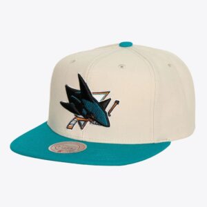 Mitchell & Ness Cream San Jose Sharks Vintage Snapback Hat Turquoise 1200105