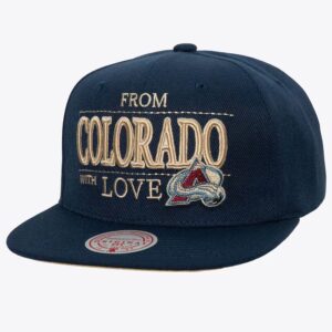 Mitchell & Ness Navy Colorado Avalanche With Love Snapback Hat Yellow 1103216