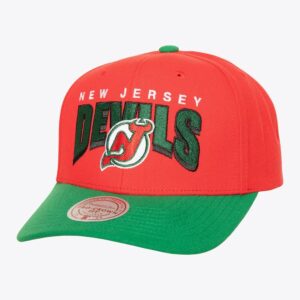 Mitchell & Ness Red New Jersey Devils Boom Text Pro Vintage Snapback Hat Red 1170301