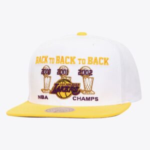 Mitchell & Ness White Los Angeles Lakers Hardwood Classics 2000-02 NBA Finals Champions Flipside Snapback Hat White 774396