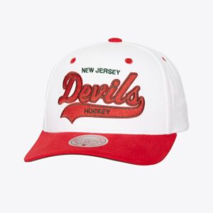 Mitchell & Ness White New Jersey Devils Tail Sweep Pro Vintage Snapback Hat Cream 1170322