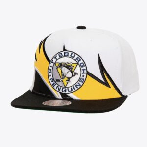 Mitchell & Ness White Pittsburgh Penguins Waverunner Vintage Snapback Hat Black 1200016