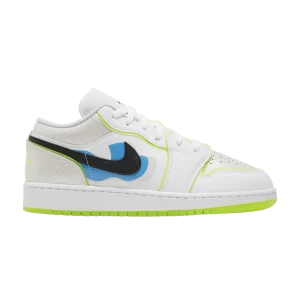 Air Jordan 1 Low SE GS 'Warped Swoosh' White/Platinum Tint/Volt/Black DV1324 117