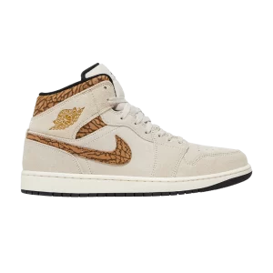 Air Jordan 1 Mid SE 'Brown Elephant' Light Brown/Metallic Gold/White/Light British Tan/Sail DZ4129 102