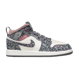 Air Jordan 1 Mid SE PS 'Floral' Sneakers Anthracite/Sail/Red Stardust/Anthracite FJ3452 001