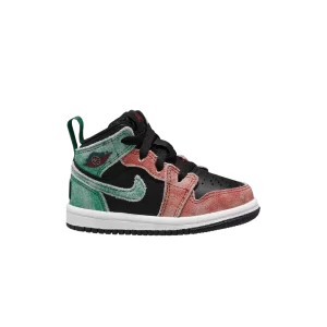 Air Jordan 1 Mid SE TD 'MJ's Playground' Black/Pine Green/Dune Red/Pine Green/Industrial Blue FN9778 003