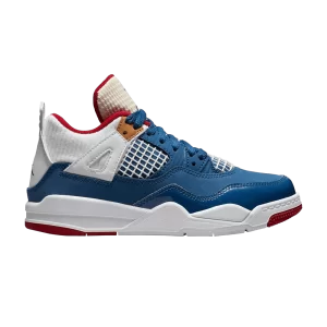 Air Jordan 4 Retro PS 'Messy Room' Sneakers French Blue/White/Red/Pearl White/Chutney/Height Green DR6953 400