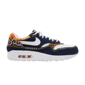 Nike Air Max 1 Premium 'Denim Leopard' Sneakers Washed Navy/Spicy Red/White FJ4452 432