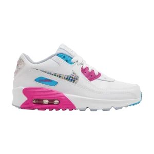 Nike Air Max 90 Leather SE GS 'Bright Colors!' White/Active Fuchsia/Lightning Blue/Multicolor DV1843 100