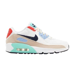 Nike Air Max 90 Leather SE GS 'Patches' White/Sand Drift/Cobalt Bliss/Obsidian DZ2888 100