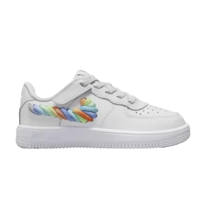 Nike Force 1 Low LV8 EasyOn PS 'Rainbow Lace Swoosh' White/Earth Blush/Vapor Green/Multicolor FN4890 100