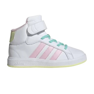 adidas Grand Court Mid K 'White Clear Pink Yellow' Cloud White/Bright Pink/Ice Yellow IE8705