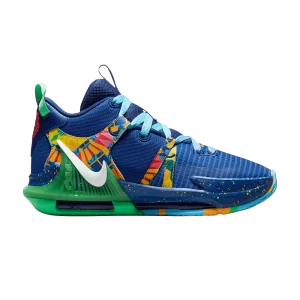 Nike LeBron Witness 7 GS 'Kaleidoscope' Deep Royal Blue/Game Royal/Electric Algae/White DQ8650 400