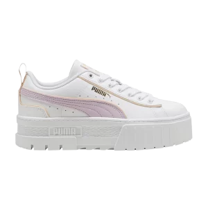 Puma Mayze Leather Big Kid 'Piping' Sneakers White/Quick Pink/Vine 396664 01