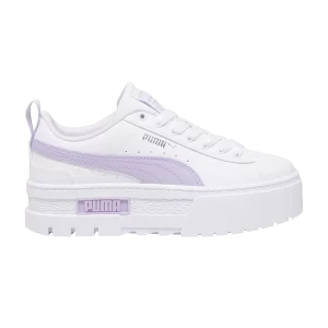 Puma Mayze Leather Big Kid 'White Vivid Violet' Sneakers White/Bright purple 384527 22