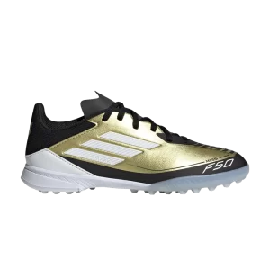 adidas Messi Adizero F50 League TF K 'Triunfo Dorado' Sneakers Metallic Gold/Cloud White/Black IG9277