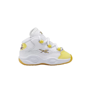 Reebok Question Mid Toddler 'Yellow Toe' Sneakers White/Yellow thread/Ultraviolet ID4643