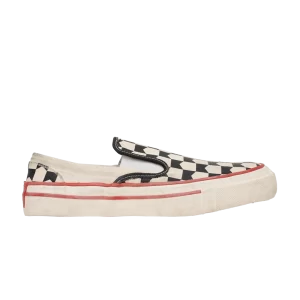 Rhude Chevron Checkered Slip-On Sneaker 'Black White' Vintage White/Black/Red RHPS24FO02620156 2156