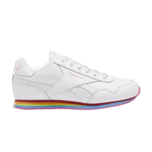 Reebok Royal Classic Jog 3 Little Kid 'Rainbow' Sneakers White Shoes/White Shoes/True Pink GW3708