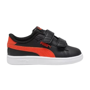 Puma Smash 3.0 Leather Velcro Toddler 'Black Red' Sneakers Black/Redmazing 392034 17