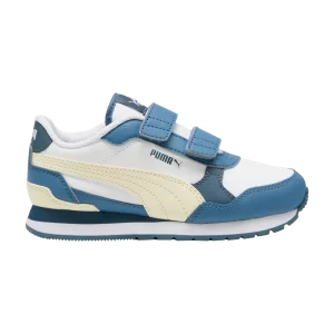 Sneakers Puma ST Runner v4 Leather Little Kid 'Blue Horizon Creamy Vanilla 'White/Creamy Vanilla/Blue Horizon/Gray Skies 399737 04