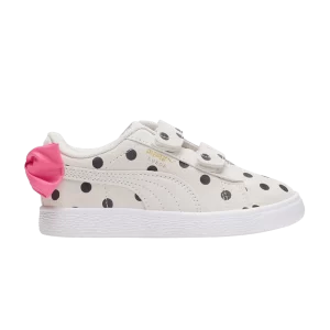 Puma Suede Light Flex Bow Graphic 5 Little Kid 'Marshmallow Polka Dots' Sneakers Marshmallow/Black 388513 02