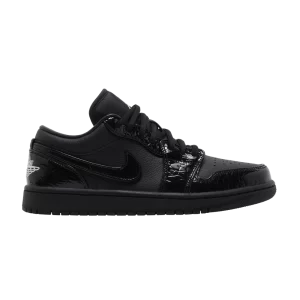 Wmns Air Jordan 1 Low SE 'Black Croc' Sneakers Black/White/Metallic Silver HJ7743 010