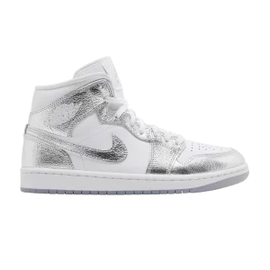 Wmns Air Jordan 1 Mid SE 'Metallic Silver' White/Wolf Grey/Metallic Silver FN5031 100