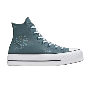 Converse Wmns Chuck Taylor All Star Lift High 'Tiny Tattoos 'Sneakers Neutral Teal/Flush Stone/White A12181C