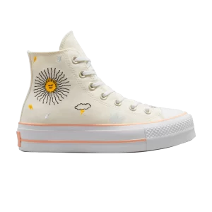 Converse Wmns Chuck Taylor All Star Lift Platform High 'Floral Embroidery 'Sneakers Egret/Bold Coral/White A03516C