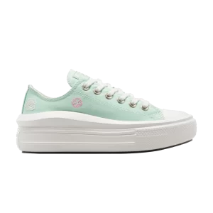 Converse Wmns Chuck Taylor All Star Move Platform Low 'Summer Embroidery 'Sneakers Sticky aloe green/Egret/Oops pink A10823C