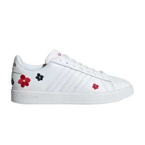 adidas Wmns Grand Court Cloudfoam 'Floral Embroidery' Sneakers White Cloud/White Cloud/White Cloud HP9416