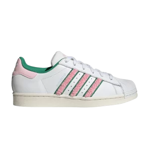 adidas Wmns Superstar 'White Pink Green Chenille' Sneakers Cloud White/Bright Pink/Half Court Green IF7611