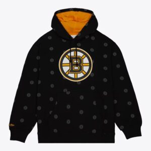 Mitchell & Ness Black Boston Bruins Allover Print Fleece Pullover Hoodie Black 1377739