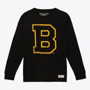 Mitchell & Ness Black Boston Bruins Vintage Logo Long Sleeve T-Shirt White 1297076