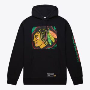 Mitchell & Ness Black Chicago Blackhawks Big Face 7.0 Pullover Hoodie Black 1377833